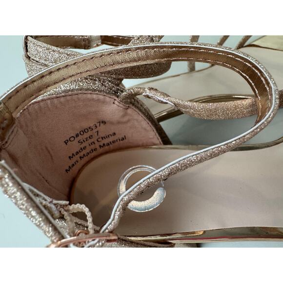 Journee Collection Bella Shoes Womens Size 7 Glitter Block Heel Sandal Dress - Picture 4 of 12